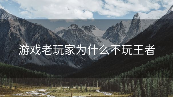 游戏老玩家为什么不玩王者