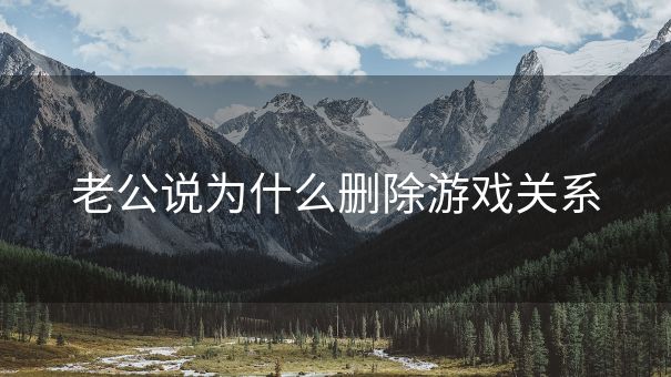 老公说为什么删除游戏关系