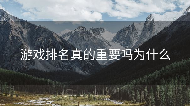 游戏排名真的重要吗为什么